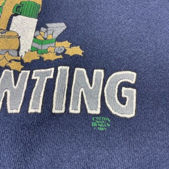 Vintage Fishing to Hunting Mens Funny Comedy Gag Gift Navy Crewneck Size Large - Picture 4 of 8